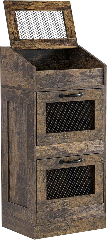 Potato Storage Bin with Lid, Rustic Wooden Onion Storage Bin, Bread Box for Kitchen, Kitchen Decorative Vegetable Storage Cabinet, Rustic Grey HPC001SG