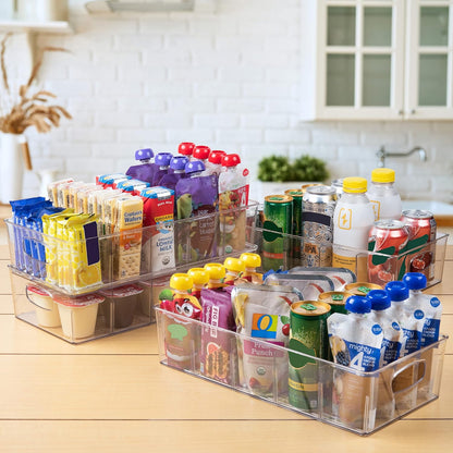 ClearSpace Plastic Pantry Bins with Removable Dividers - Kitchen Storage and Organization (4 Pack)