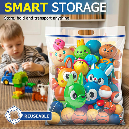 25 Gallon Jumbo Storage Bags, 3.5 Mil Thick Clear Plastic Zipper Bags with Handles, 35" x 24" Extra Large XL Heavy Duty for Home, Travel, and Moving (5 Packs)