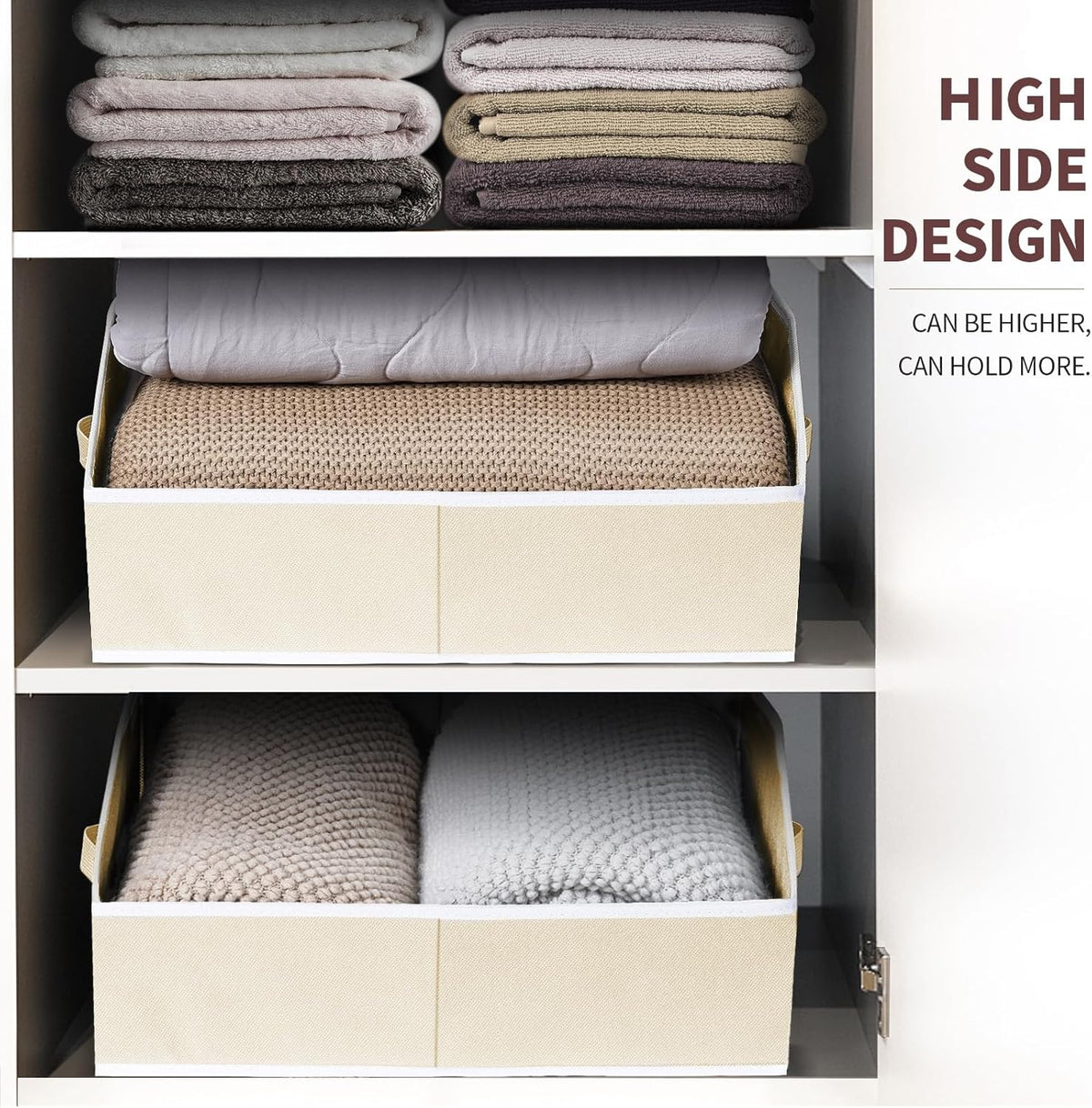 Homsorout Closet Organizers Bins 6 Packs - Large Closet Shelf Organizer with Handles, Fabric Trapezoid Storage Bins, Collapsible Storage Cubes for Clothes, Towels, Light Gray