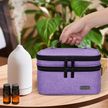 LUXJA Essential Oil Carrying Case - Holds 30 Bottles (5ml-30ml, Also Fits for Roller Bottles), Double-Layer Organizer for Essential Oil and Accessories, Black (Bag Only)