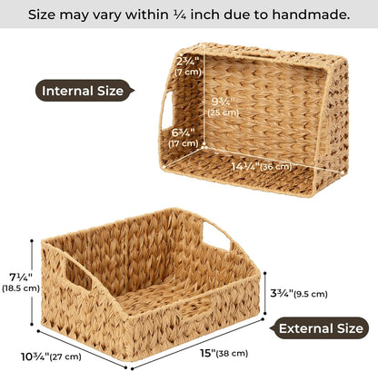 GRANNY SAYS Wicker Basket with Handles, Trapezoid Decorative Baskets, Woven Storage Baskets for Shelves, Nature, 2-Pack Wovenbaskets-TB5 Medium