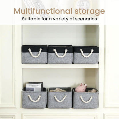 Large Storage Baskets- 15.7x11.8x8.26 inch Storage Bins for Shelves and Closet Organizing, Foldable Fabric Bin for Home Organization Clothes and Laundry (3-Pack, White&Khaki)
