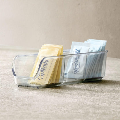iDesign Plastic Packet and Tea Bag Organizer - Kitchen Storage Containers for Sugar, Salt, Pepper, Sweeteners, Tea Bags, Spices, The Linus Collection - 2.25" x 9" x 2", Clear