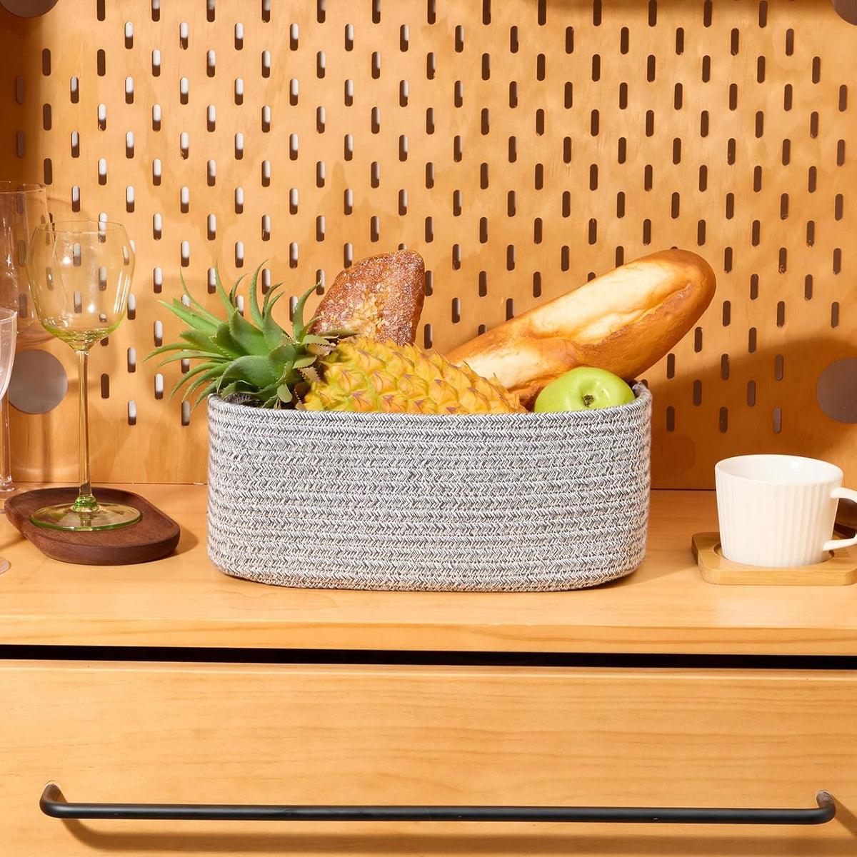 MiniArk Small Storage Baskets for Organizing | Closet Organizer Bins | Shelf Toy Basket | Woven Rope Baskets | Cube Decorative Box | Shallow Basket | L11.5xW7.5xH4.7| Brown
