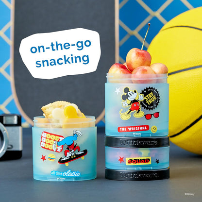 Whiskware Bluey Stackable Snack Containers for Babies, Toddlers, and Kids, 3 Stackable Snack Cups for School and Travel, Cupholder Friendly, Bluey and Bingo! Let’s Do This!