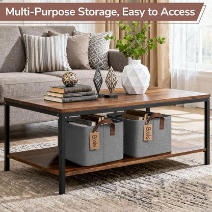 CHICVITA 4 Pack Large Storage Baskets for Shelves, Collapsible Closet Organizer Bins with Metal Frame, Fabric Storage Bins for Clothes Towels Organization, 16.8" x 11" x 9.8", Beige