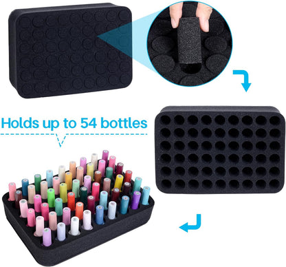 2 Pack Nail Polish Organizer Holder Foam Pad with Slots for Storage 60 Bottles (15ml/0.5fl.oz) Nail Polish or Essential Oil Tray for Drawers Black