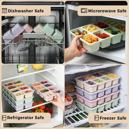 2 Pack Snackle Box Container with Lids, Dishwasher Safe 8 Compartment Divided Snack Serving Tray Platterbox, Protable No-Scatter Snacklebox Snack Container for Adult, Kids, Family, Travel, Party, Work