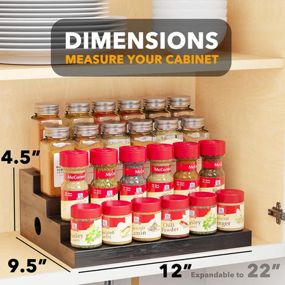 SpaceAid 4 Tier Bamboo Spice Rack Organizer for Cabinet, Kitchen Pantry Spices Storage Rack for Cabinets Organization, Home Seasoning Tiered Can Goods Racks Wood Shelf Organizers (4 Tier, Natural)