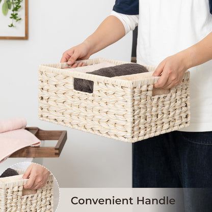 GRANNY SAYS Wicker Storage Baskets for Shelves, Wicker Baskets for Organizing, Waterproof Woven Basket for Pantry, Rectangle Basket for Shlef, Brown, 2-Pack
