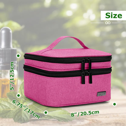 LUXJA Essential Oil Carrying Case - Holds 30 Bottles (5ml-30ml, Also Fits for Roller Bottles), Double-Layer Organizer for Essential Oil and Accessories, Black (Bag Only)