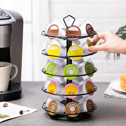FlagShip K cup Holder Carousel 3 Tier for Keurig Pod Holder Metal DIY Install Small for K-cup Storage Stand 21 K Pod Storage