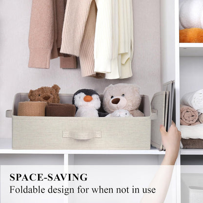 WUIKE Closet Organizers and Storage, Trapezoid Storage Bins, Fabric Closet Bins with Handles, Foldable Storage Baskets for Clothes, Purse, Blanket, Herringbone Gray, Extra Large