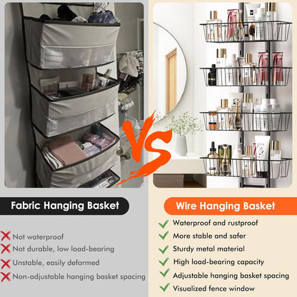 LUXEAR Over the Door Pantry Organizer, 8-Tier Adjustable Over the Door Hanging Spice Rack, No-Assembly Foldable Metal Over the Door Organizer for Kitchen, Home, Laundry Room, Bathroom