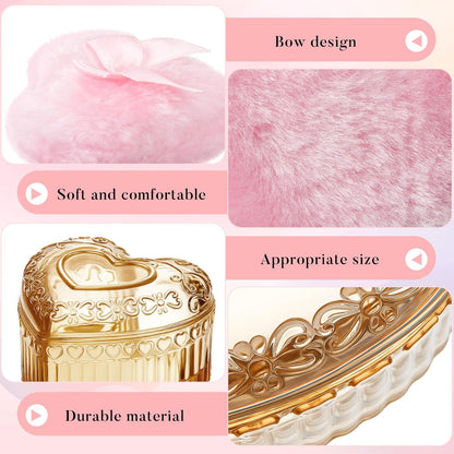Tioncy 3 Pcs Large Body Powder Puff and Container Valentine's Day gift Powder Container with Puff Crystal Case Soft Washable Reusable Velour Face Body Glitter Wet Dry Makeup (Classic,Clear)