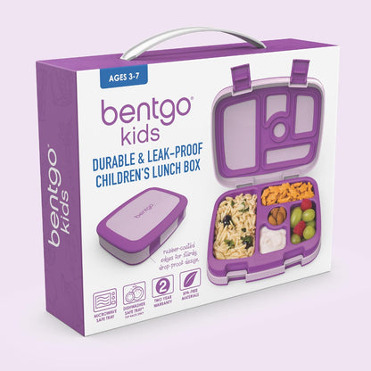 Bentgo Kids Bento-Style 5-Compartment Leak-Proof Lunch Box - Ideal Portion Sizes for Ages 3 to 7 - Durable, Drop-Proof, Dishwasher Safe, PFAS & BPA-Free & Made with Food-Safe Materials (Blue)