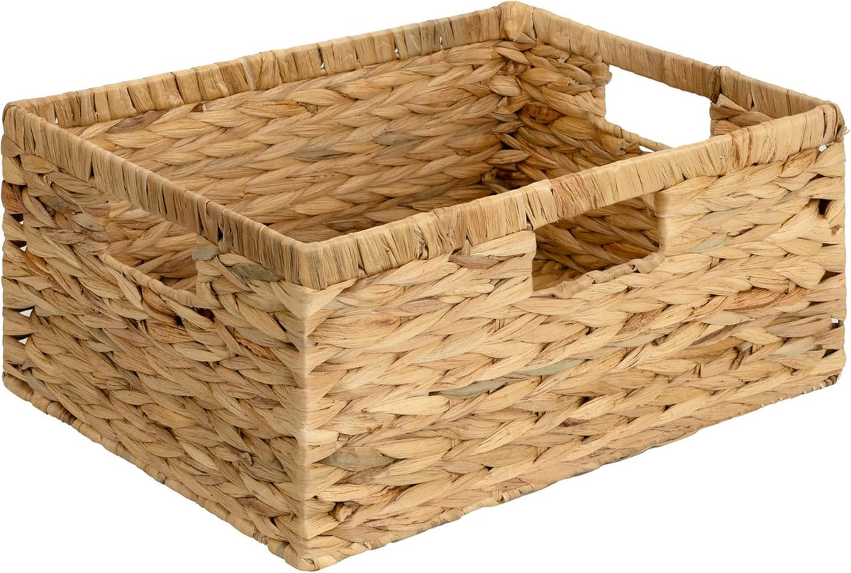 GRANNY SAYS Wicker Storage Baskets for Shelves, Wicker Baskets for Organizing, Waterproof Woven Basket for Pantry, Rectangle Basket for Shlef, Brown, 2-Pack