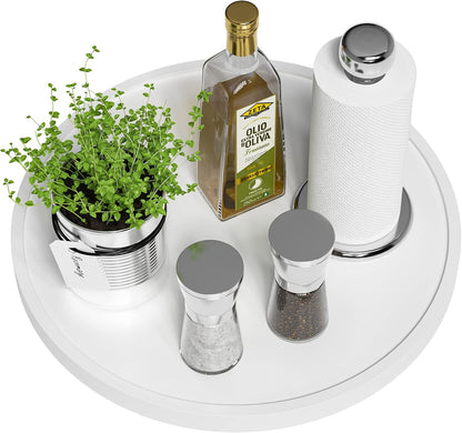 Lazy Susan Organizer, 10 Inch Non-Skid Bamboo Turntable Organizer for Salt Pepper Olive Oil and Spices Next to Stove, Wooden Lazy Susan for Table or Kitchen Countertop Organizer