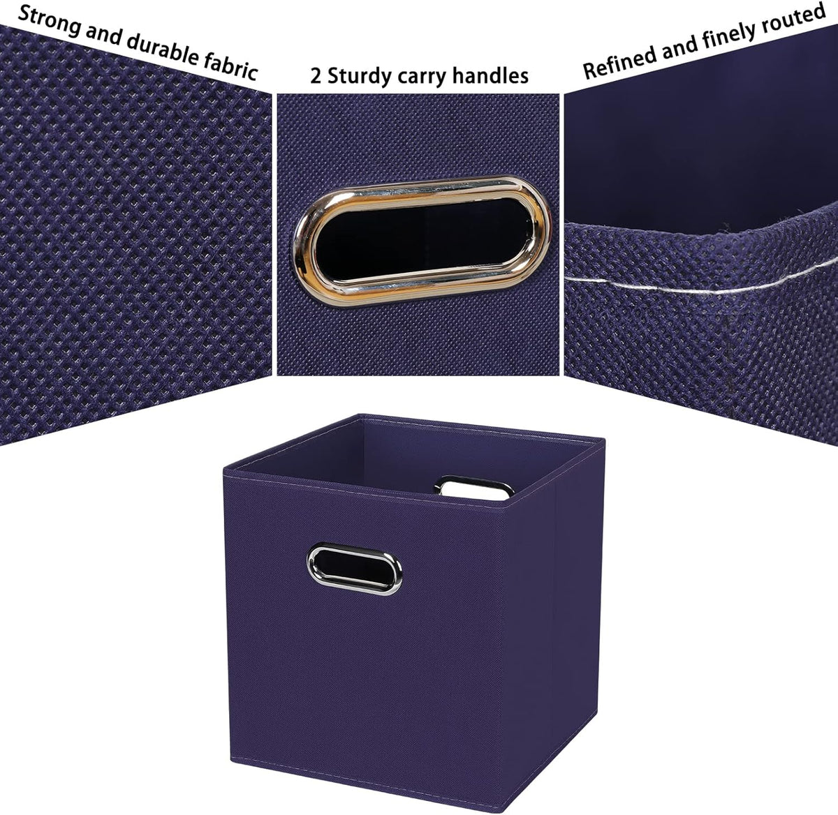 Black Fabric Cubby Storage Bins，13x13x13 Inches ，Cube Organizer Bin Foldable Storage Boxes with Dual Handles Fabric Organizer Box and collapsible Storage basket，Set of 3 ，Black