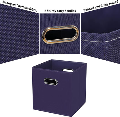 Black Fabric Cubby Storage Bins，13x13x13 Inches ，Cube Organizer Bin Foldable Storage Boxes with Dual Handles Fabric Organizer Box and collapsible Storage basket，Set of 3 ，Black
