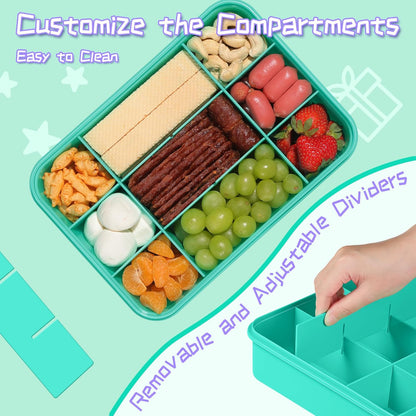 Xyptorix Snack Box Container for Kids - Adjustable 12-Compartment Snack Containers, Reusable Bento Box, Dishwasher Safe, BPA-Free, Perfect for School, Travel, Camping & Picnic, Ivory White