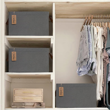 CHICVITA Large Storage Baskets for Shelves, Fabric Storage Bins with Metal Frame, Closet Organizers and Storage Boxes for Clothes Toy, Beige