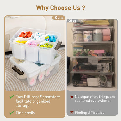 Citylife 17 QT Plastic Storage Box with Removable Tray Craft Organizers and Storage Clear Storage Container for Organizing Bead, Tool, Sewing, Playdoh