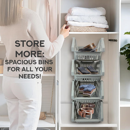 TidyFriend Small Stackable Storage Bins for Toy Organizer and Storage, Toy Storage Organizer for Kids Room and Home Organization (White)