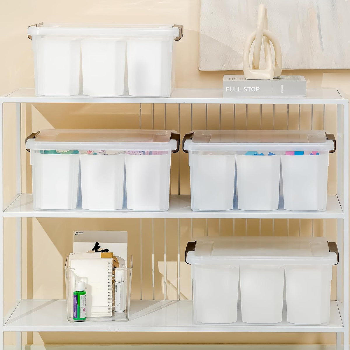 Citylife 17 QT Plastic Storage Box with Removable Tray Craft Organizers and Storage Clear Storage Container for Organizing Bead, Tool, Sewing, Playdoh