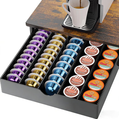 gianotter Crystal Tempered Glass Vertuo Pod Holder Drawer, Compatible with Nespresso Vertuo Capsules, Compatible with 40 Large or 60 Small Nespresso Capsule Organizer (transparent)