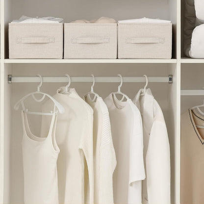 Linen Folding Storage Bins, 3 Pack Large Storage Baskets, Washable, Clothing Storage Bins with Handle, Closet Organizer for Storage Sweater,Sheets(Beige, 18½"x11 x8½)