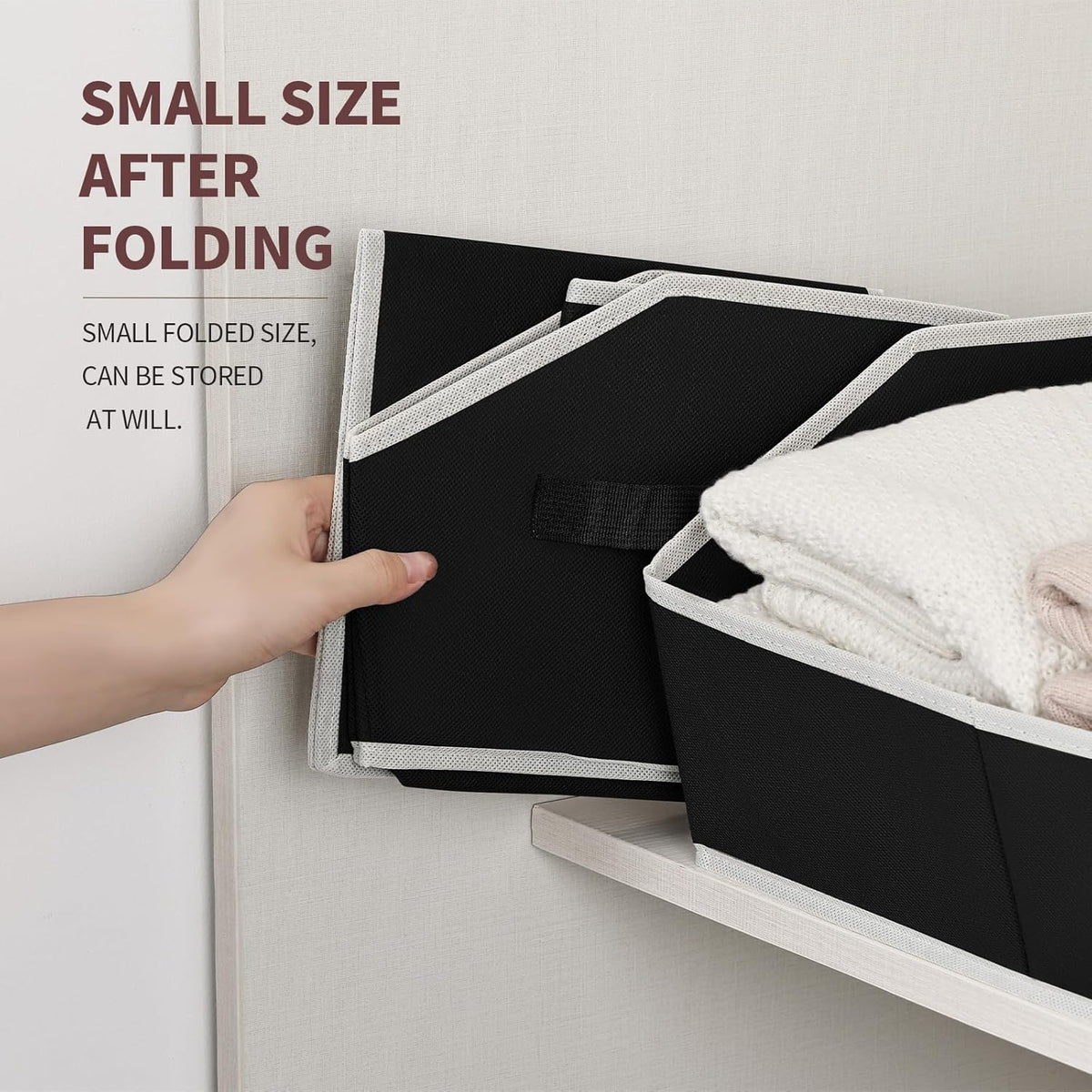 Homsorout Closet Organizers Bins 6 Packs - Large Closet Shelf Organizer with Handles, Fabric Trapezoid Storage Bins, Collapsible Storage Cubes for Clothes, Towels, Light Gray