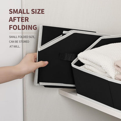 Homsorout Closet Organizers Bins 6 Packs - Large Closet Shelf Organizer with Handles, Fabric Trapezoid Storage Bins, Collapsible Storage Cubes for Clothes, Towels, Light Gray
