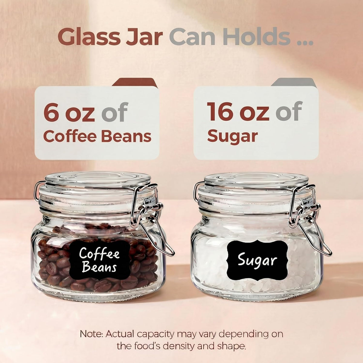 78oz - 3 Pack Square Glass Jars with Airtight Lid, Wide Mouth Mason Jars with Clamp Lids, Air Tight Glass Canisters, Best Food Storage Containers for Flour, Sugar, Cereal, Pasta, Rice, Coffee, Spice