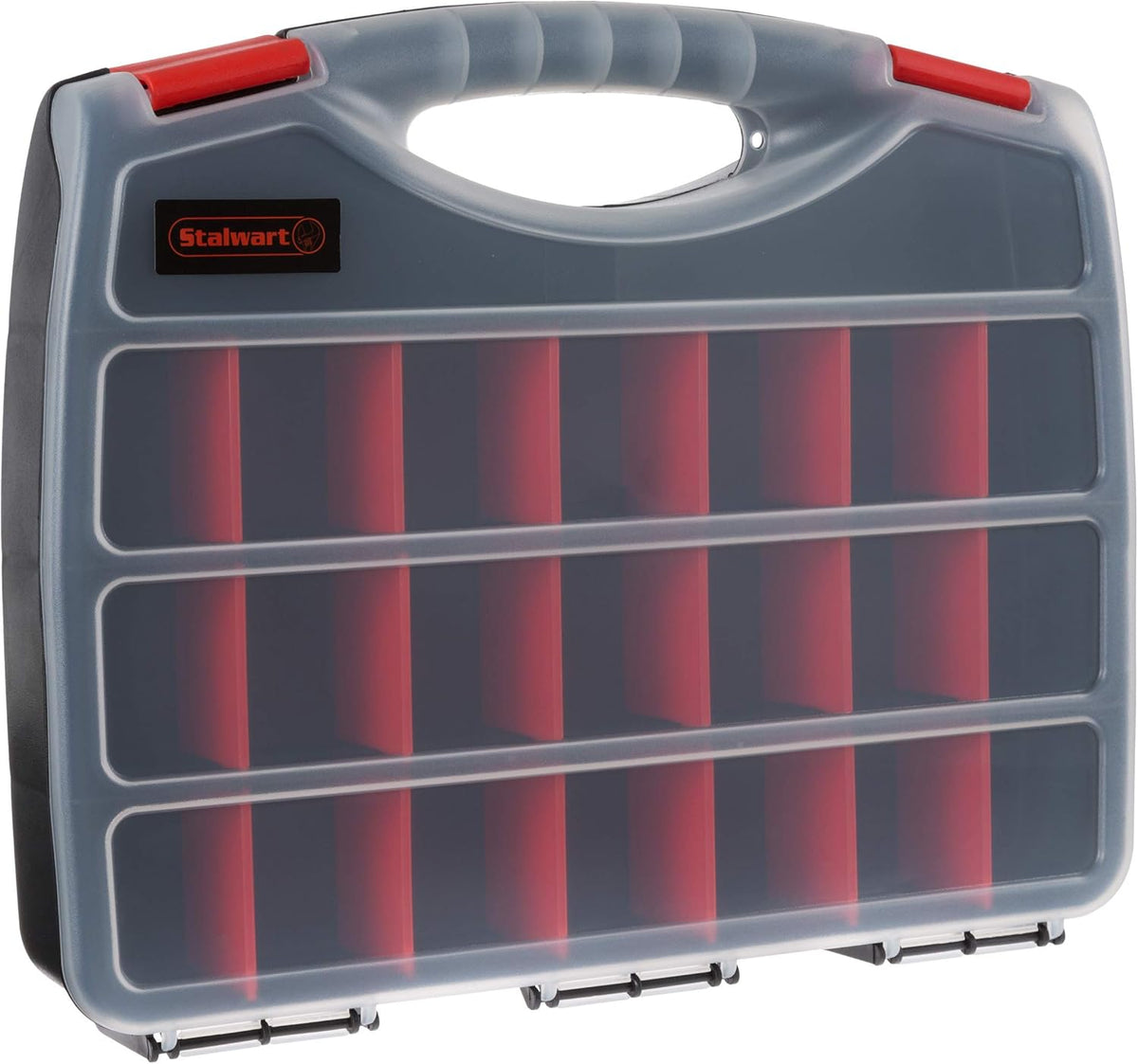 Stalwart - 75-ST6073 Portable Storage Case with Secure Locks and 55 Small Bin Compartments for Hardware, Screws, Bolts, Nuts, Nails, Beads, Jewelry and More by Black