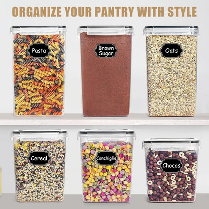 Wildone Large Food Storage Containers 5.2L /175oz, 4 Piece BPA Free Plastic Airtight Food Storage Containers for Flour, Sugar, Baking Supplies, Kitchen & Pantry Containers with 20 Labels