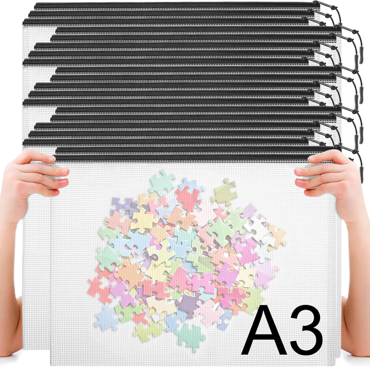 YOPCDJ Mesh Zipper Pouch Bags A4 Zipper Bags for Classroom Organization, Waterproof Document Zipper Pouches for Cosmetics, Travel Storage File Bags for Office Supplie