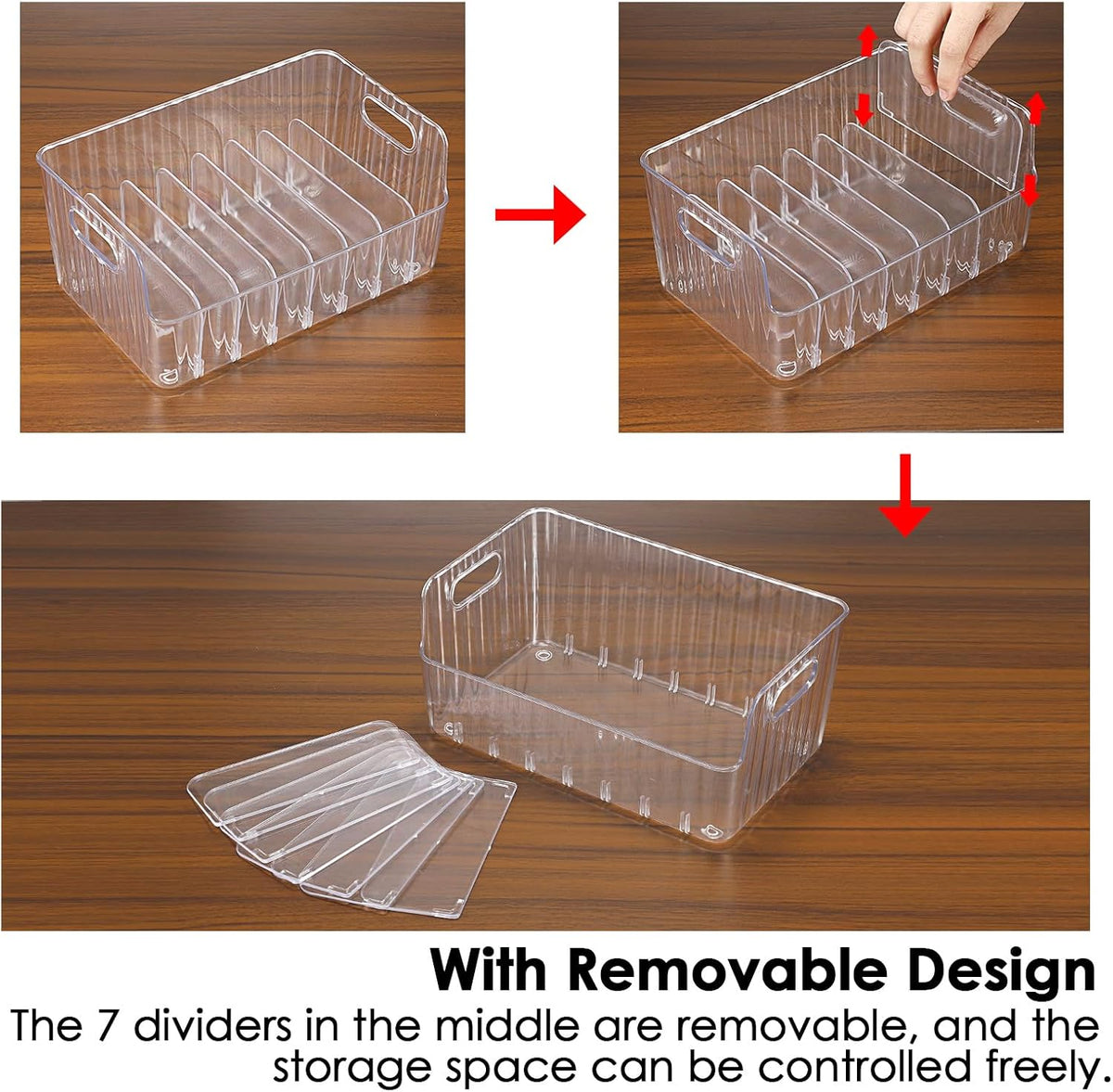 BSTKEY Seasoning Packet Organizer, Food Storage Organizer with Divided 8 Removable Compartments, Plastic Storage Caddy for Kitchen Pantry Cabinet, Kitchen Organization Bin for Snacks Spice Packets