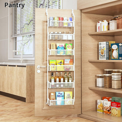 Over the Door Pantry Organizer, 6-Tier Pantry Door Organization and Storage, Over the Door Spice Rack, Home & Kitchen Storage Shelves for Cabinet, Black