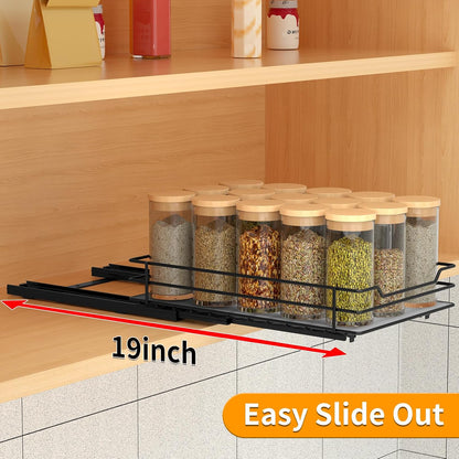 BOIVSHI 2-Tier Spice Rack, Pull Out Cabinet Organizer Spice Racks Height Adjustable Heavy Duty Metal Basket for Inside Cabinets & Pantry Closet(9.5''Wx10.5''Dx9.5''H)