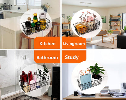 Joben Oligey 3 Set [Extra Large] Hanging Wall Baskets ,Wire Basket For Storage Pantry, Farmhouse Food Storage Kitchen Pantry Laundry Closet Garage RV ,Black