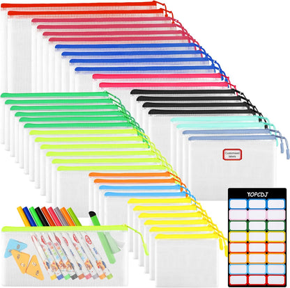 YOPCDJ Mesh Zipper Pouch Bags A4 Zipper Bags for Classroom Organization, Waterproof Document Zipper Pouches for Cosmetics, Travel Storage File Bags for Office Supplie