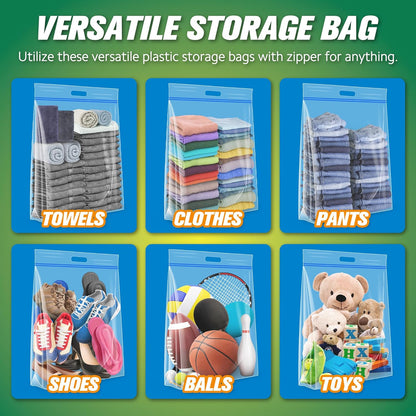HIBAG 25 Gallon Jumbo Storage Bags, 35” x 24” Resealable Clear Bags with Handle, Extra Large XL Heavy Duty for Clothes Pillow Travel Moving, Pack of 3