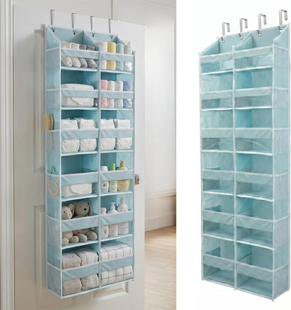 HOMELUX THEORY UPGRADED 6 Tiers Over The Door Organizer Hanging - 100D EXTRA THICK & 50lbs HUGE CAPACITY, 12 Side Mesh Pockets Over The Door Shoe Organizer, Hanging Closet Organizer (Ivory, 1pc)