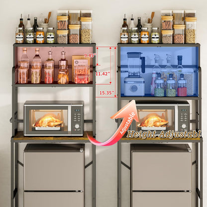Yuyetuyo 3-Tier Mini Fridge Stand Shelf with Storage, Microwave Organizer Shelf and Mini Fridge Cabinet with Storage for Kitchen, Dorm, and Coffee Bar with Mini Fridge Space