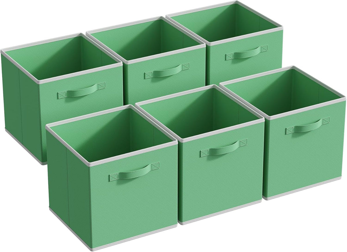 MAX Houser Fabric Storage Bins Cubes Baskets Containers with Dual Plastic Handles for Home Closet Bedroom Drawers Organizers, Flodable, Blue, Set of 4