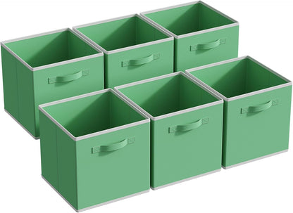 MAX Houser Fabric Storage Bins Cubes Baskets Containers with Dual Plastic Handles for Home Closet Bedroom Drawers Organizers, Flodable, Blue, Set of 4