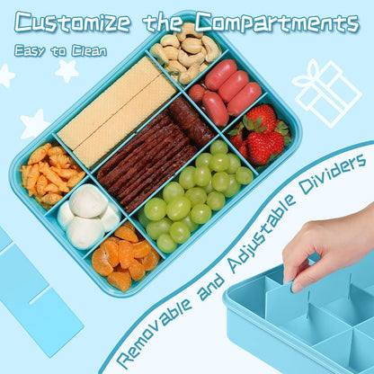 Xyptorix Snack Box Container for Kids - Adjustable 12-Compartment Snack Containers, Reusable Bento Box, Dishwasher Safe, BPA-Free, Perfect for School, Travel, Camping & Picnic, Ivory White