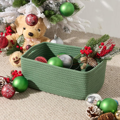 MiniArk Small Storage Baskets for Organizing | Closet Organizer Bins | Shelf Toy Basket | Woven Rope Baskets | Cube Decorative Box | Shallow Basket | L11.5xW7.5xH4.7| Brown